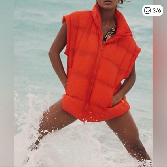 FP Movement by Free People Jackets & Blazers - Free People Movement in a bubble Bright Orange Puffer Vest